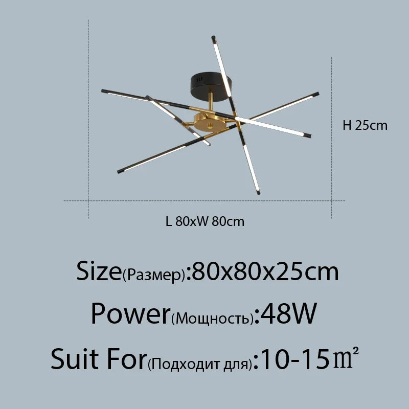 DecorBites™ Linen Ceiling Chandelier: Black Gold Pendant Lamp for Home, Office, or Restaurant