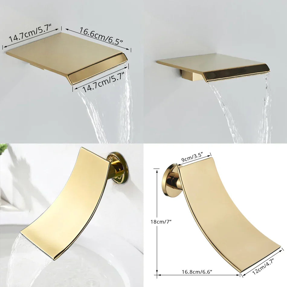 DecorBites™ Gold Digital Display Shower Set with Rainfall Head - Waterfall Bath Shower System
