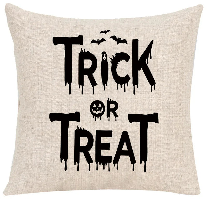 DecorBites™ Halloween Linen Cushion Cover for Living Room Decor and Sofa - Trick or Treat