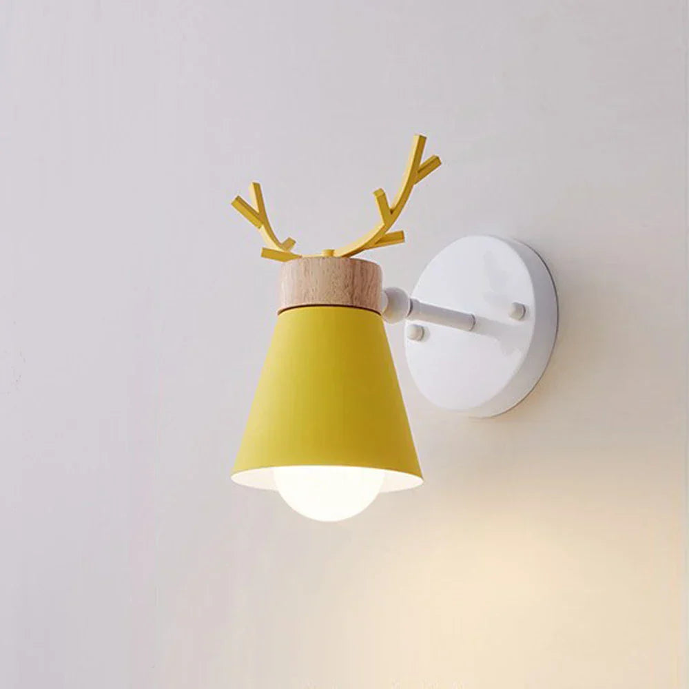 DecorBites™ LED Antlers Wall Lamp Wooden Nordic Vintage Modern Loft Bedroom Lighting E27