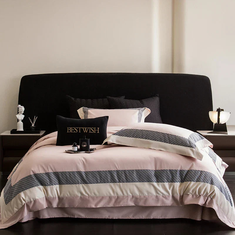 DecorBites™ Luxe Egyptian Cotton Bedding Set - Full Queen King Duvet Cover Flat Sheet Pillowcases