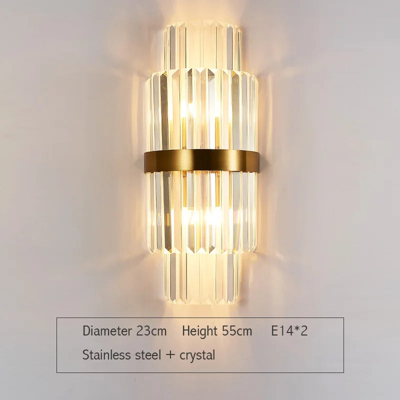DecorBites™ Gold Crystal Wall Lights: Modern LED Sconce for Bedroom, Living Room & Bathroom