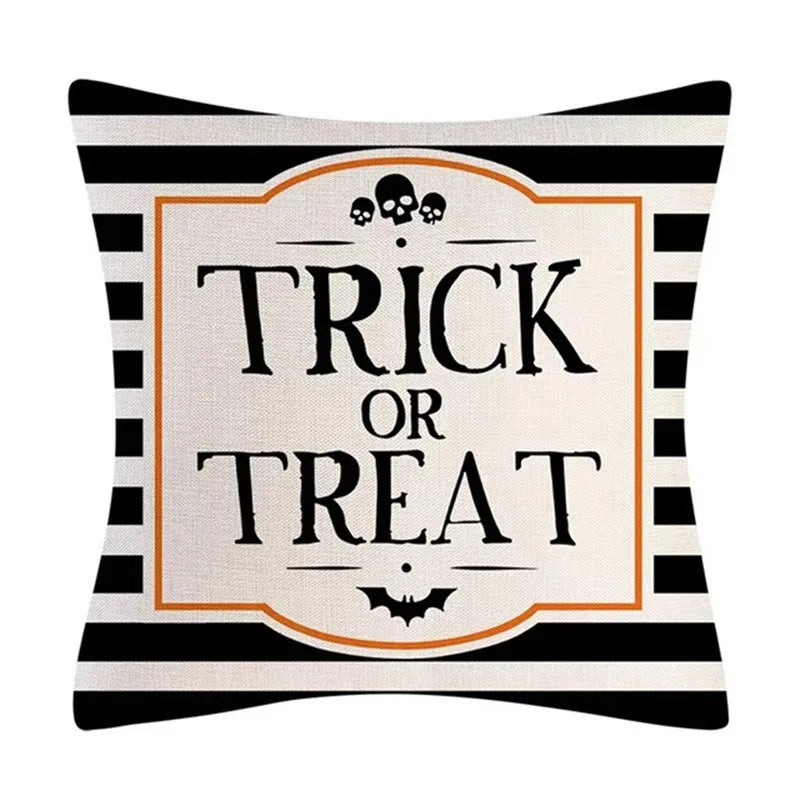 DecorBites™ Halloween Linen Cushion Cover for Living Room Decor and Sofa - Trick or Treat