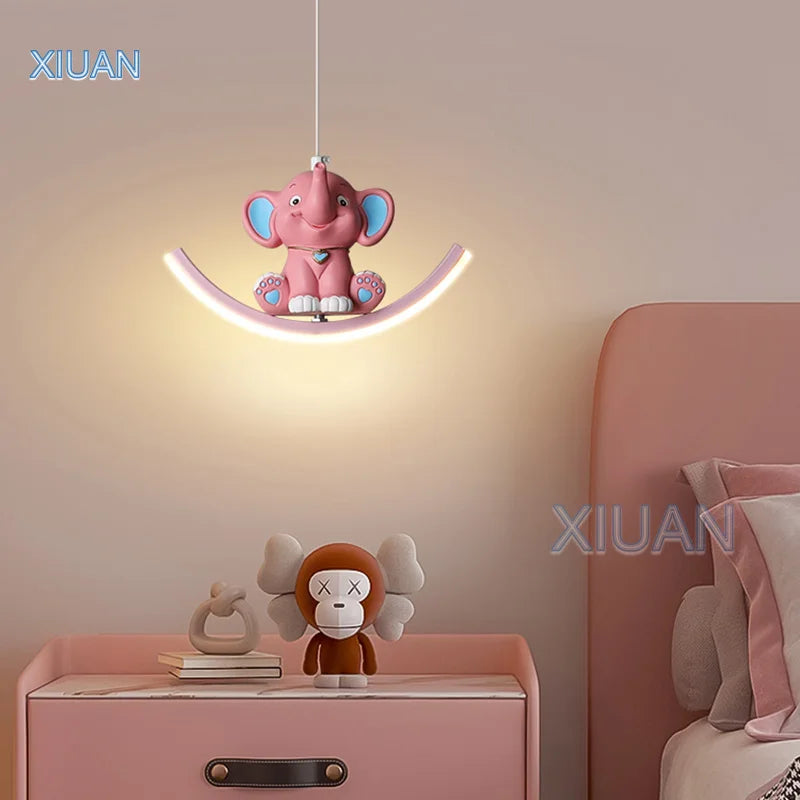 DecorBites™ Kids Unicorn Pendant Lamps White Bear Pink Elephant Chandeliers