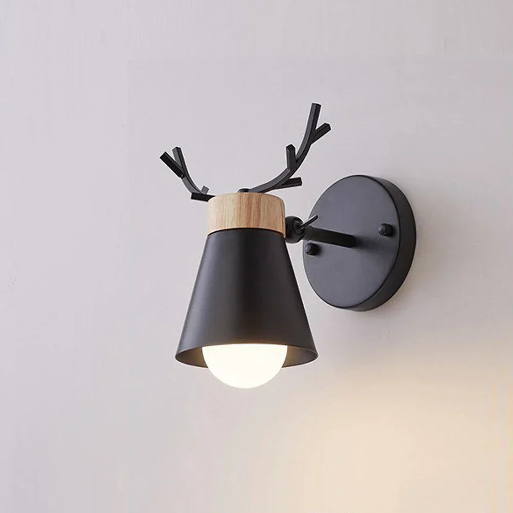 DecorBites™ LED Antlers Wall Lamp Wooden Nordic Vintage Modern Loft Bedroom Lighting E27
