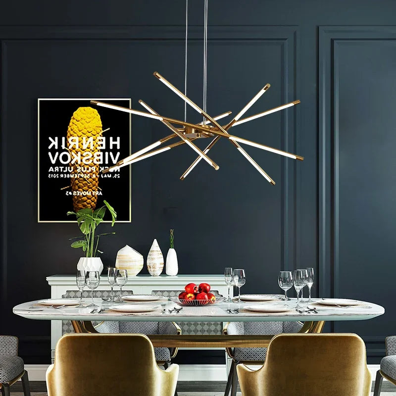 DecorBites™ Linen Ceiling Chandelier: Black Gold Pendant Lamp for Home, Office, or Restaurant