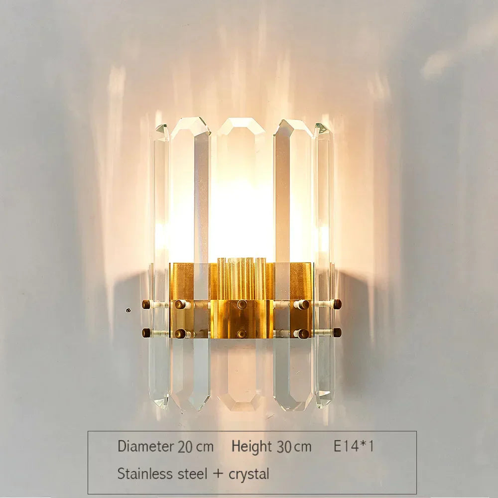 DecorBites™ Gold Crystal Wall Lights: Modern LED Sconce for Bedroom, Living Room & Bathroom