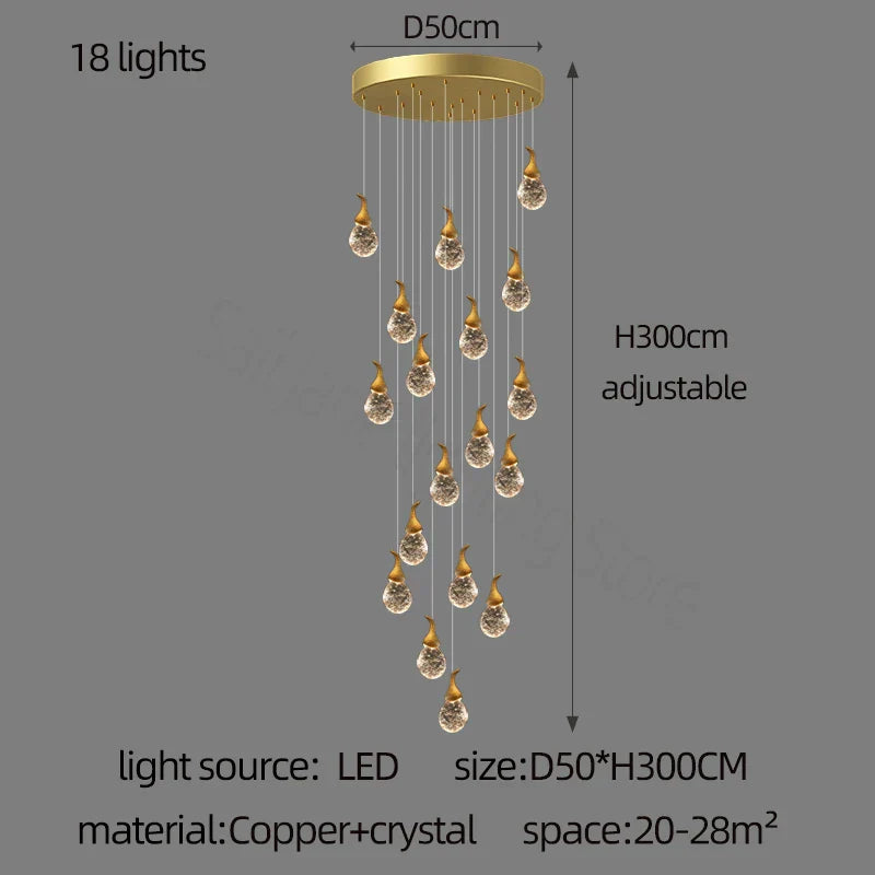 DecorBites™ Gourd Shaped Crystal Chandelier for Living Room & Restaurant