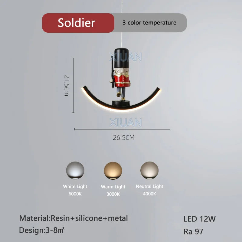 DecorBites™ Kids Unicorn Pendant Lamps White Bear Pink Elephant Chandeliers