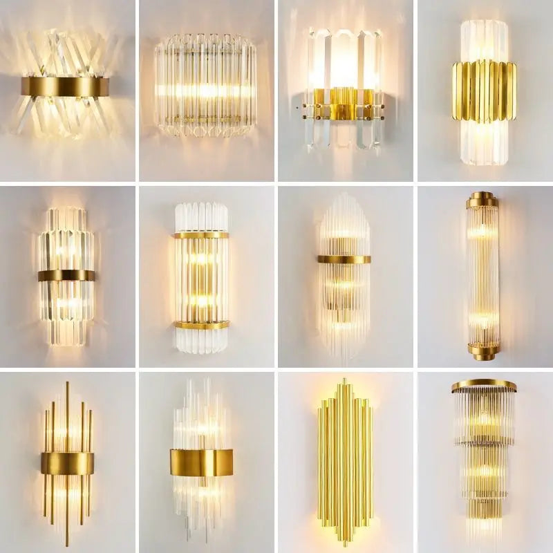 DecorBites™ Gold Crystal Wall Lights: Modern LED Sconce for Bedroom, Living Room & Bathroom