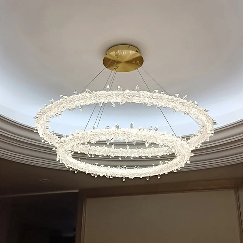 DecorBites™ Luxe Crystal Circle LED Pendant Light - Dimmable Art Deco Style