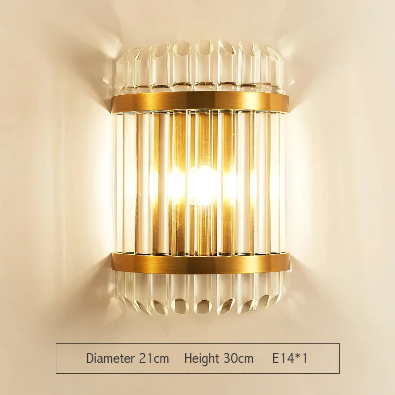 DecorBites™ Gold Crystal Wall Lights: Modern LED Sconce for Bedroom, Living Room & Bathroom