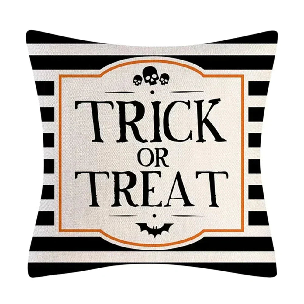 DecorBites™ Halloween Linen Cushion Cover for Living Room Decor and Sofa - Trick or Treat