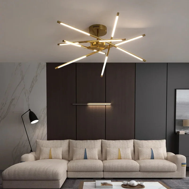 DecorBites™ Linen Ceiling Chandelier: Black Gold Pendant Lamp for Home, Office, or Restaurant