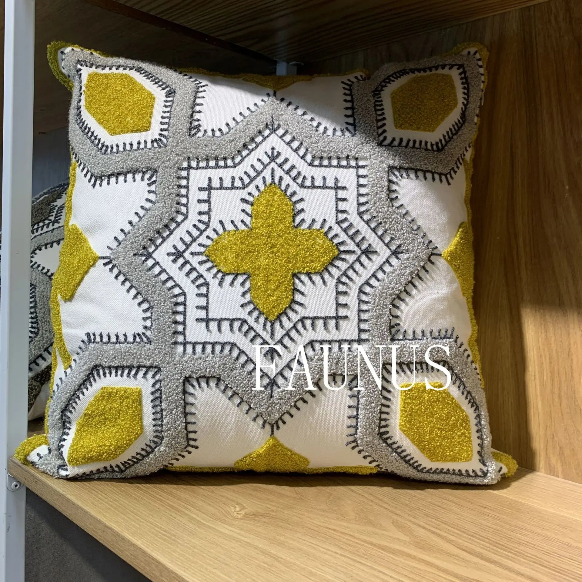 DecorBites™ Leaf Embroidered Cotton Cushion Cover Set - Home Decor Pillow Covers 45x45