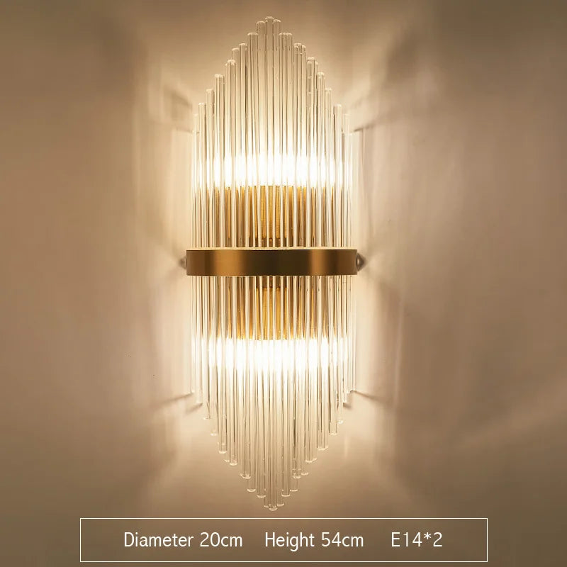 DecorBites™ Gold Crystal Wall Lights: Modern LED Sconce for Bedroom, Living Room & Bathroom