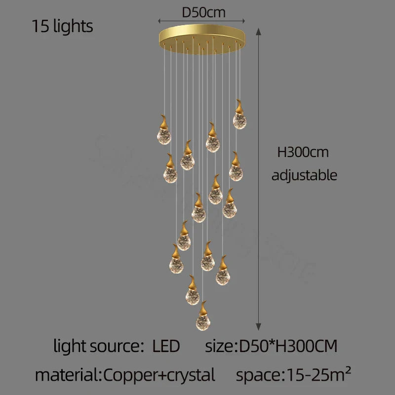 DecorBites™ Gourd Shaped Crystal Chandelier for Living Room & Restaurant