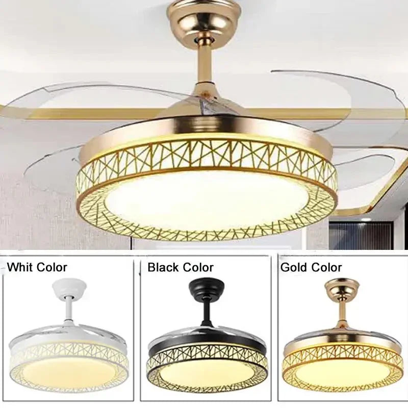 DecorBites™ Gold Ceiling Fan Lights Remote Control 36/42inch Dining Bedroom Living Luminaria