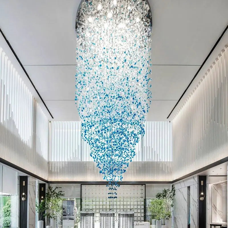 DecorBites™ Luxe Crystal Chandelier: Modern Staircase & Lobby LED Lighting with Long Hallway Design