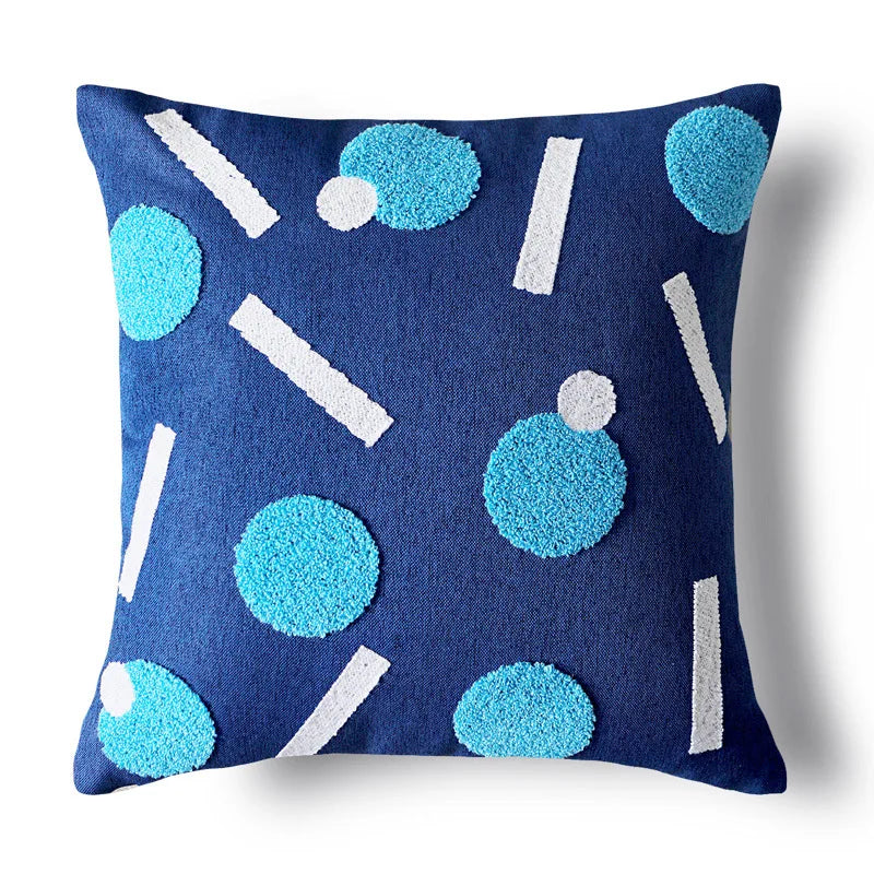 DecorBites™ Luxe Blue Tufted Pillowcase Embroidered Decor for Home Sofa 45x45cm 30x50cm