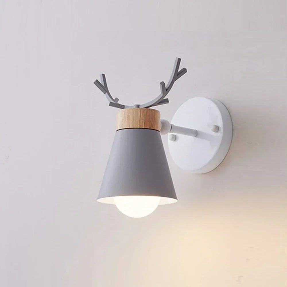 DecorBites™ LED Antlers Wall Lamp Wooden Nordic Vintage Modern Loft Bedroom Lighting E27
