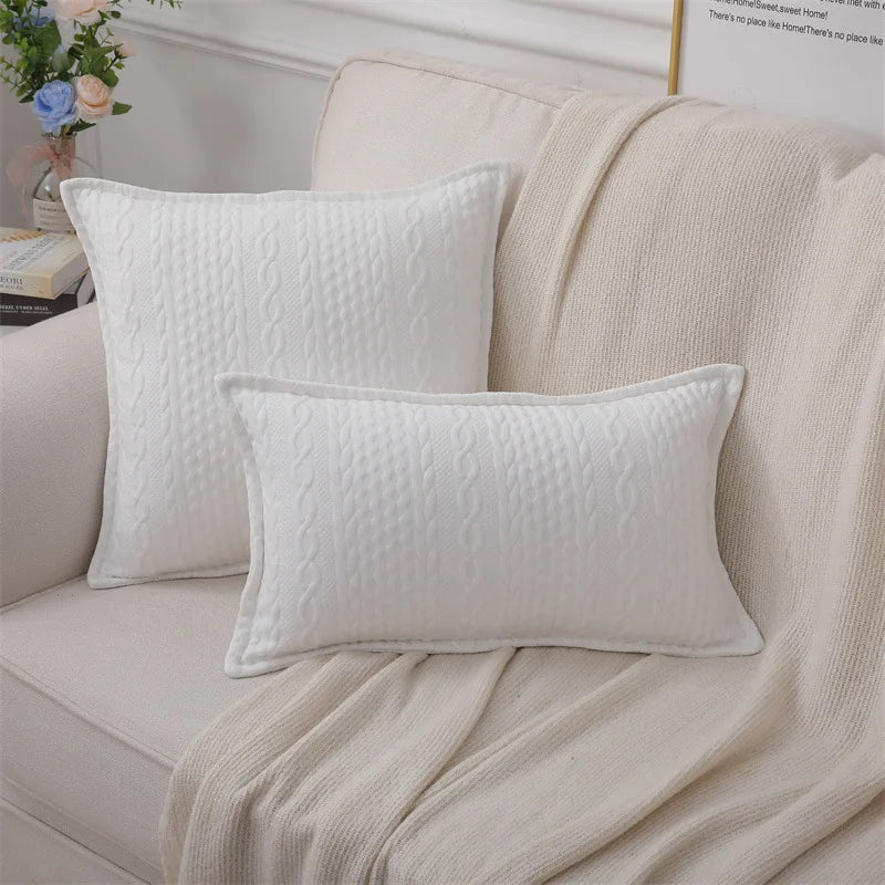 DecorBites™ Lace Pompom Cotton Cushion Cover, 50x50cm, White Balls, Soft Seat Cover, Home Decor