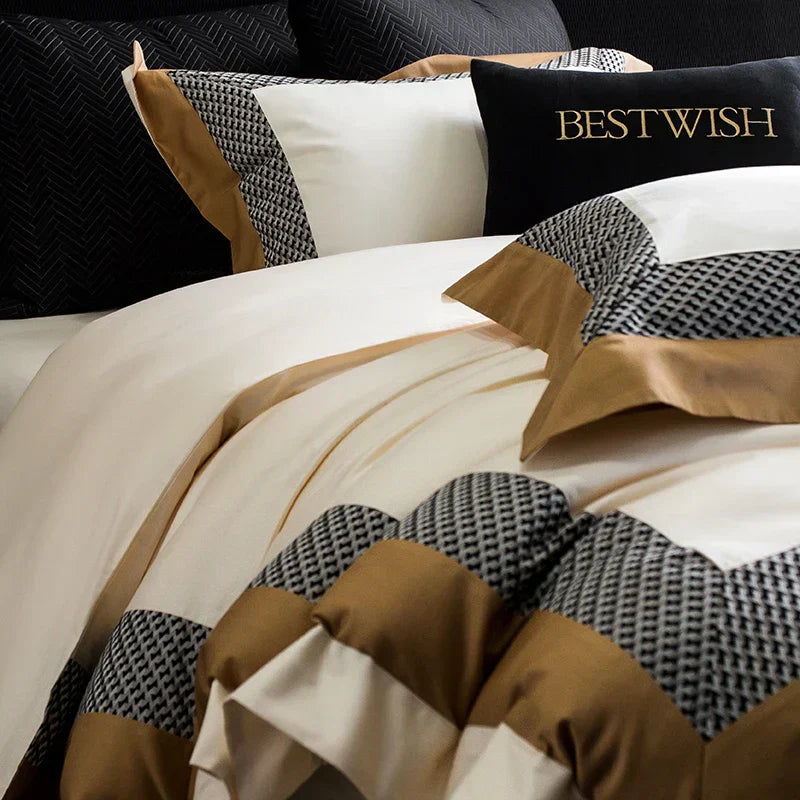 DecorBites™ Luxe Egyptian Cotton Bedding Set - Full Queen King Duvet Cover Flat Sheet Pillowcases