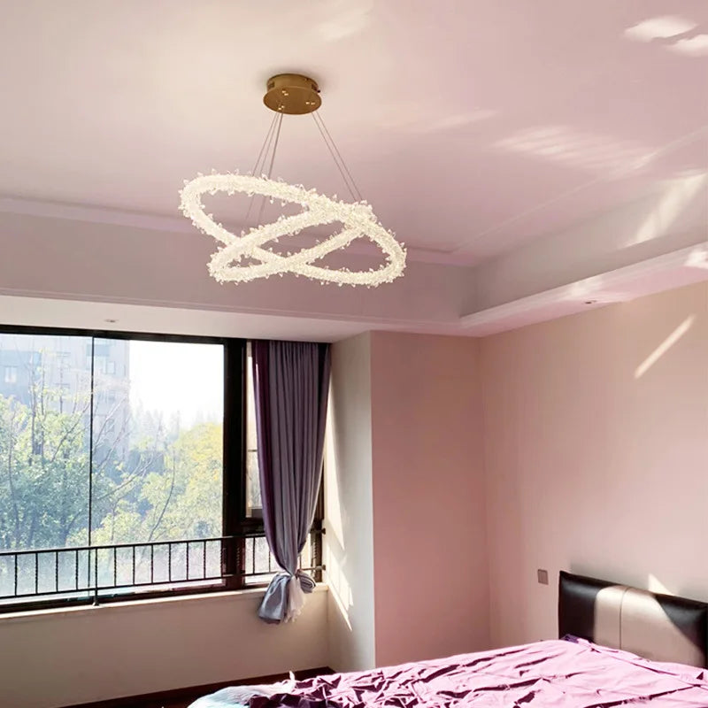 DecorBites™ Luxe Crystal Circle LED Pendant Light - Dimmable Art Deco Style