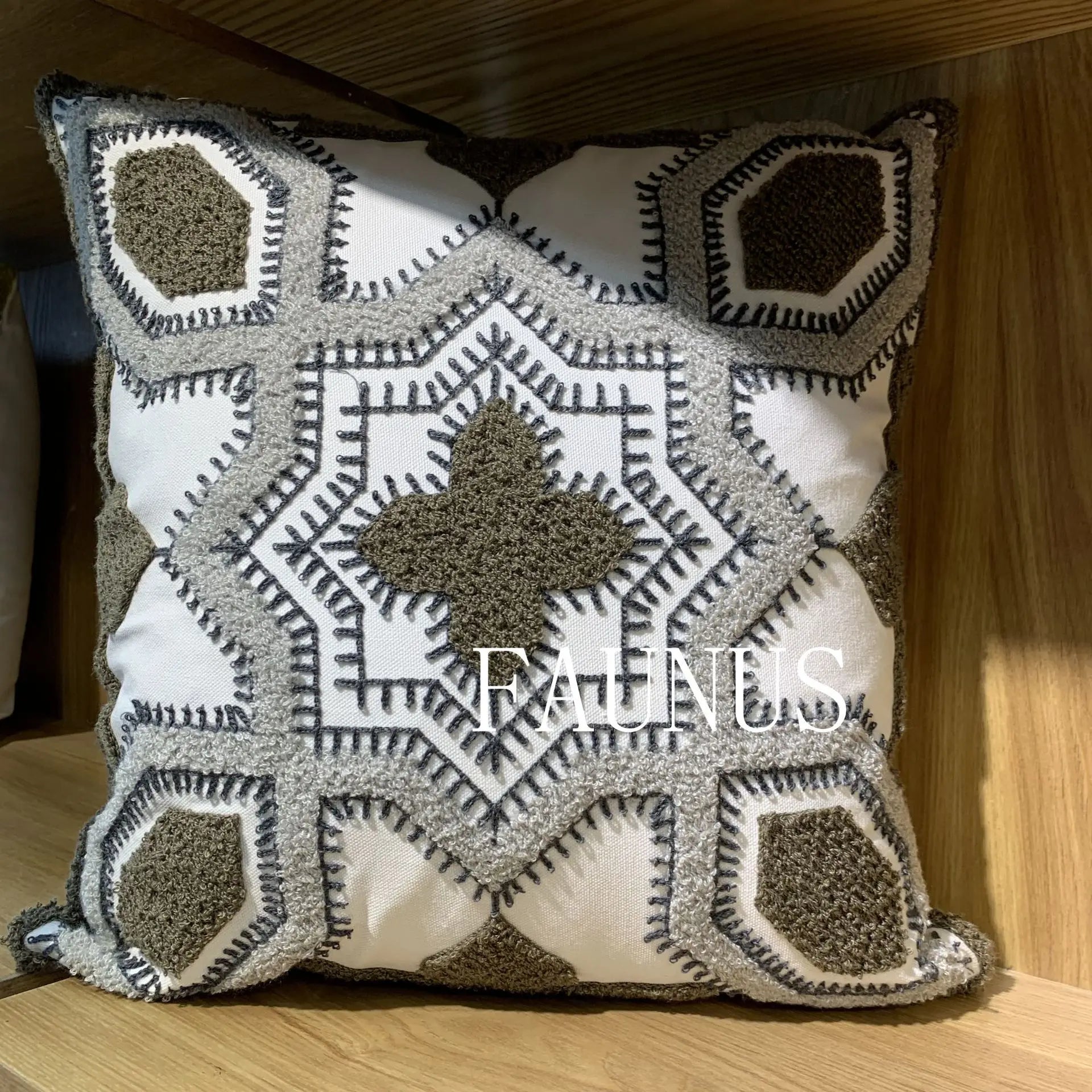 DecorBites™ Leaf Embroidered Cotton Cushion Cover Set - Home Decor Pillow Covers 45x45