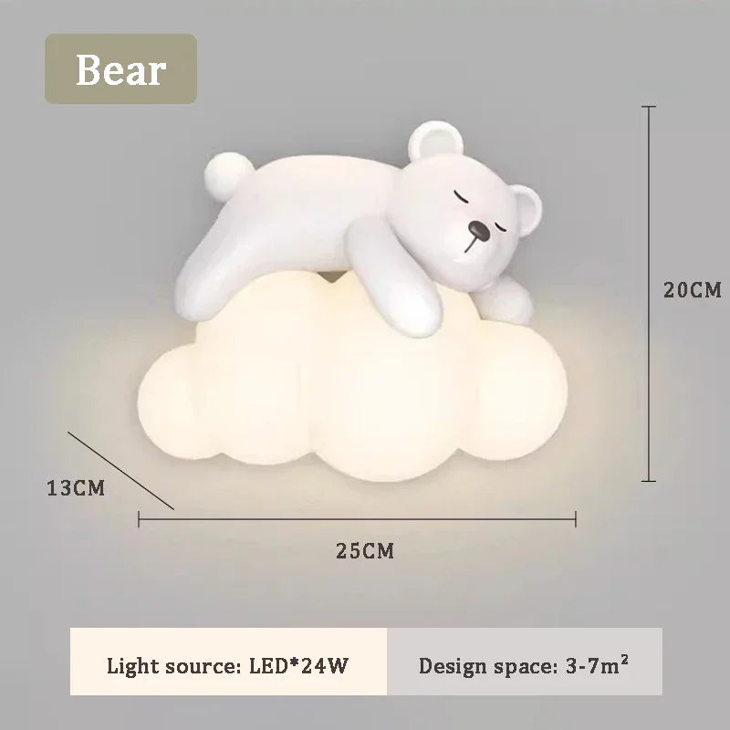 DecorBites™ Kids LED Bear Wall Lamps - Modern Princess Boy Girl Bedroom Lights