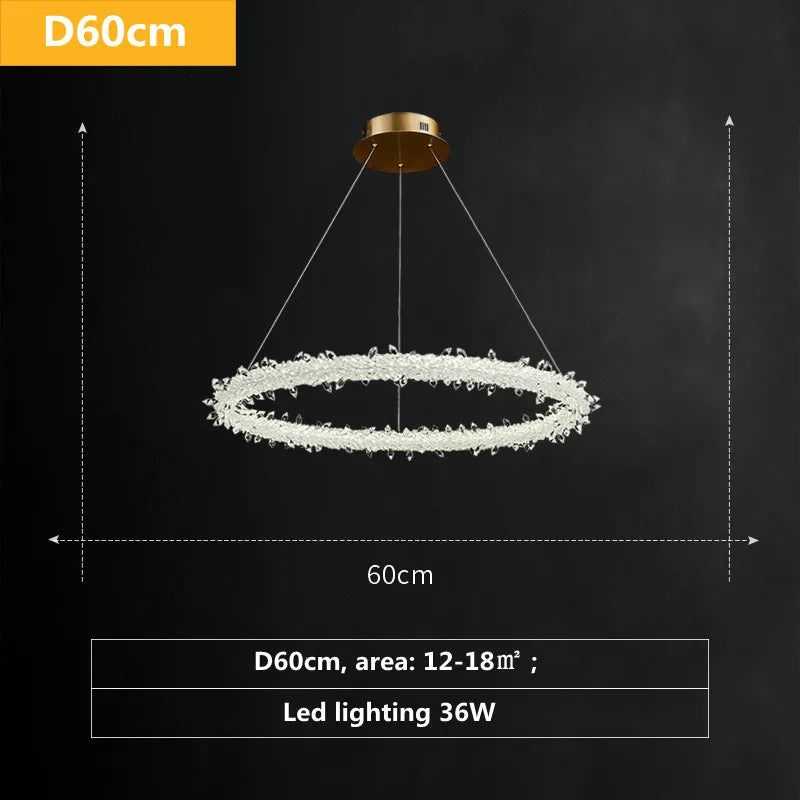 DecorBites™ Luxe Crystal Circle LED Pendant Light - Dimmable Art Deco Style