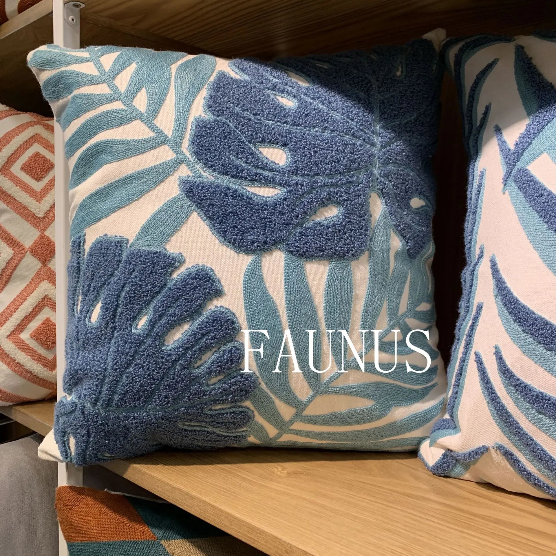 DecorBites™ Leaf Embroidered Cotton Cushion Cover Set - Home Decor Pillow Covers 45x45