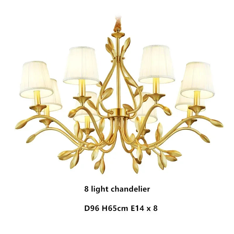 DecorBites™ Gold Copper Chandelier with Fabric Shades & LED Lighting