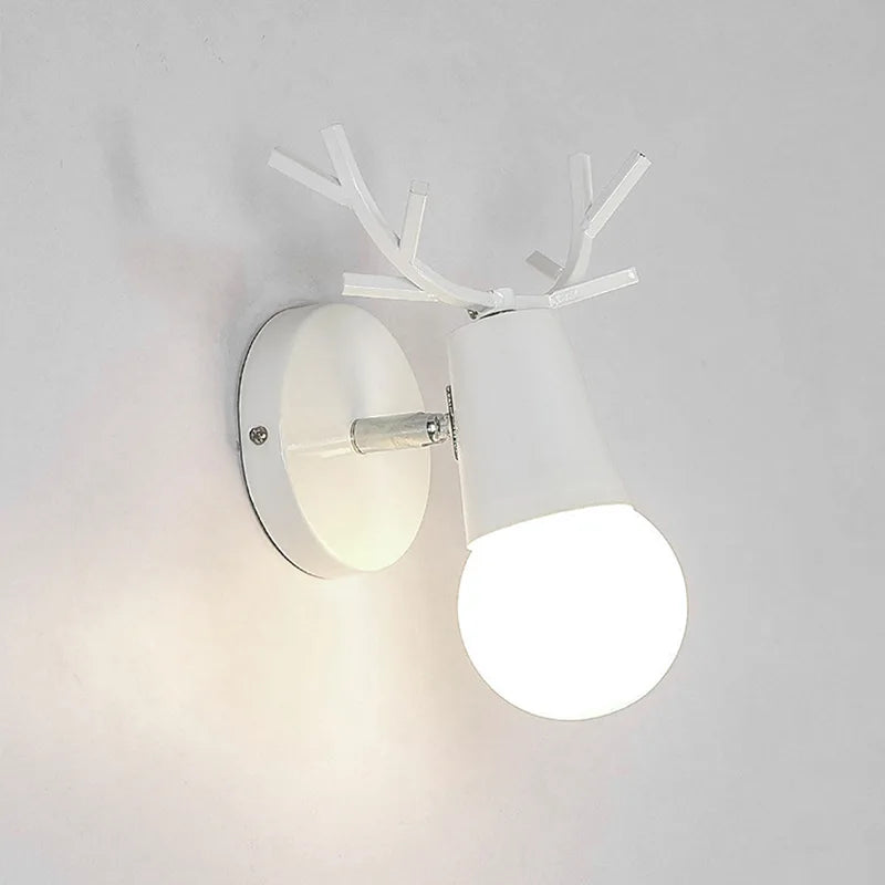 DecorBites™ LED Antlers Wall Lamp Wooden Nordic Vintage Modern Loft Bedroom Lighting E27