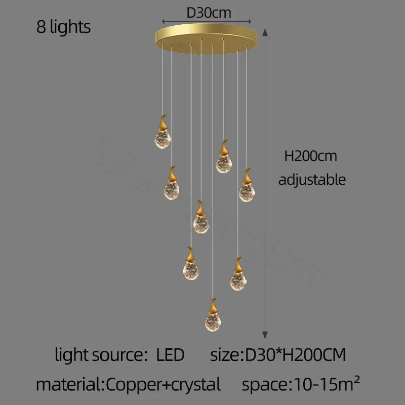 DecorBites™ Gourd Shaped Crystal Chandelier for Living Room & Restaurant