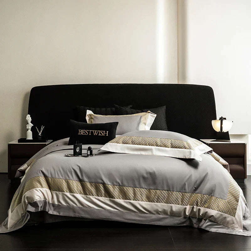 DecorBites™ Luxe Egyptian Cotton Bedding Set - Full Queen King Duvet Cover Flat Sheet Pillowcases