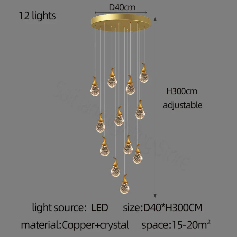 DecorBites™ Gourd Shaped Crystal Chandelier for Living Room & Restaurant