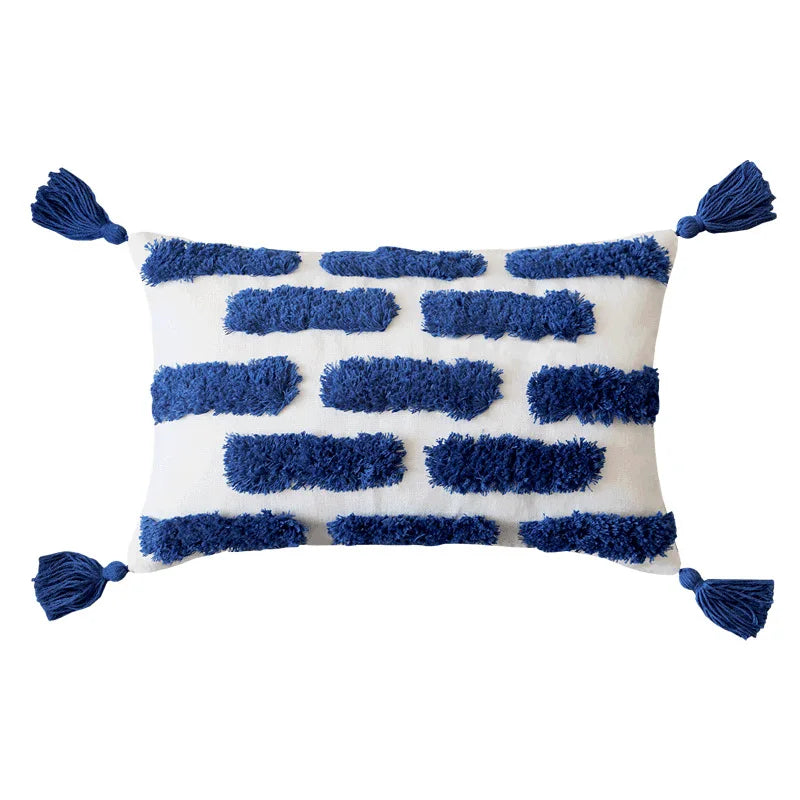 DecorBites™ Luxe Blue Tufted Pillowcase Embroidered Decor for Home Sofa 45x45cm 30x50cm