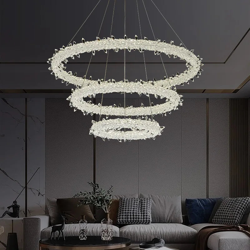 DecorBites™ Luxe Crystal Circle LED Pendant Light - Dimmable Art Deco Style