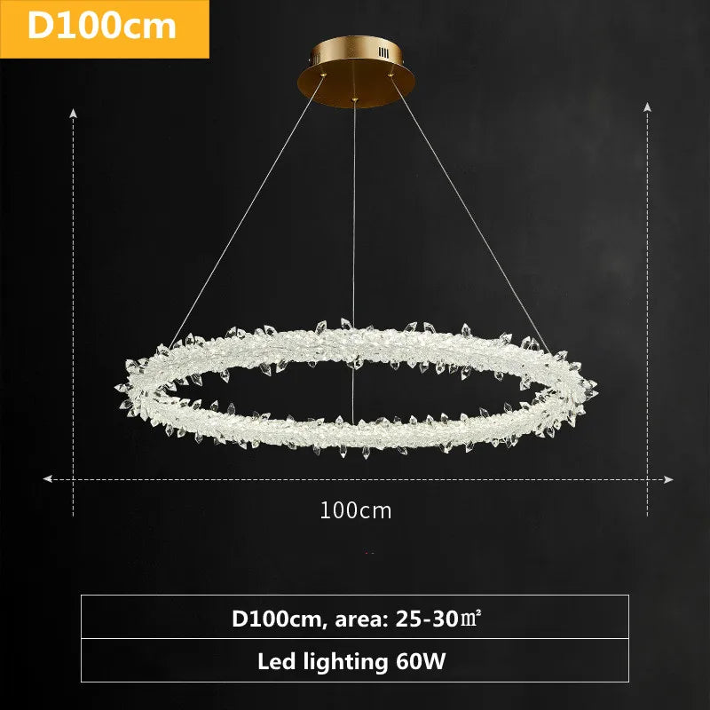 DecorBites™ Luxe Crystal Circle LED Pendant Light - Dimmable Art Deco Style