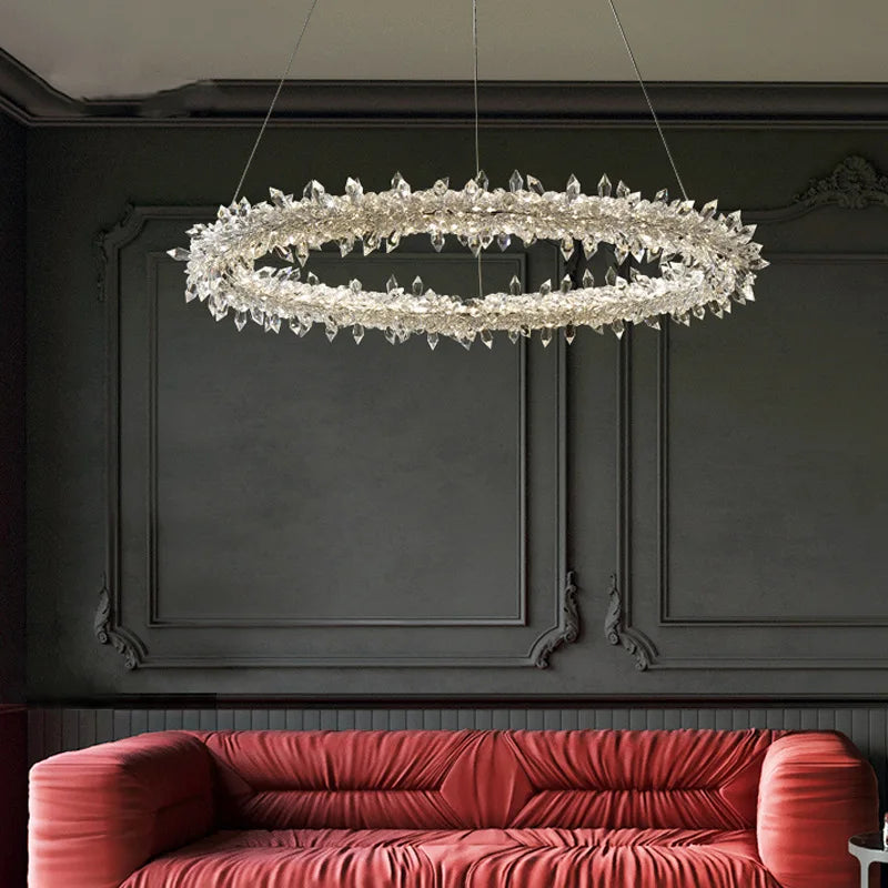 DecorBites™ Luxe Crystal Circle LED Pendant Light - Dimmable Art Deco Style