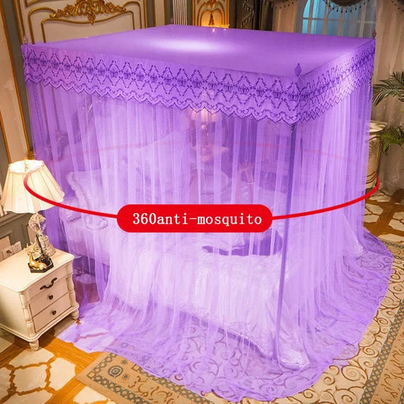 DecorBites™ Lace Pleated Bed Net Canopy for Queen Size Double Bed