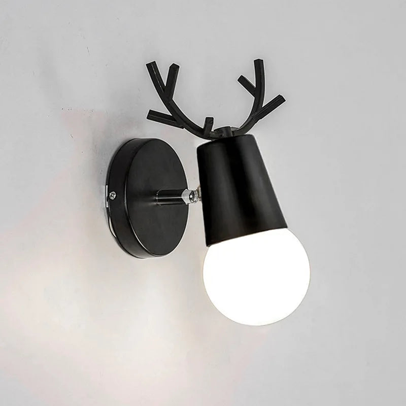 DecorBites™ LED Antlers Wall Lamp Wooden Nordic Vintage Modern Loft Bedroom Lighting E27