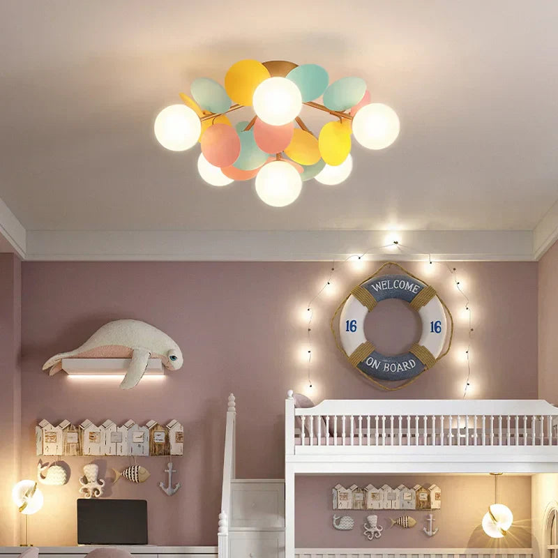 DecorBites™ Kids LED Ceiling Light: Iron Sheet Glass Chandelier