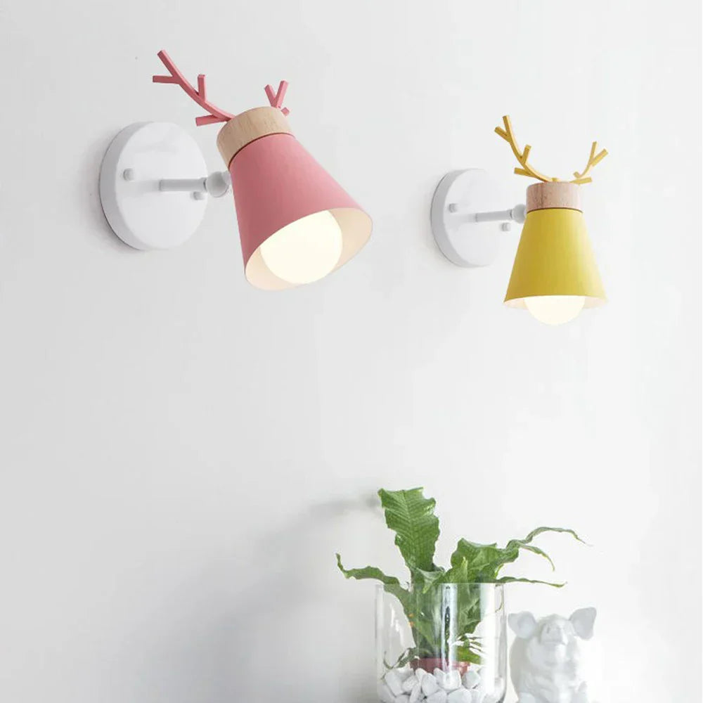 DecorBites™ LED Antlers Wall Lamp Wooden Nordic Vintage Modern Loft Bedroom Lighting E27