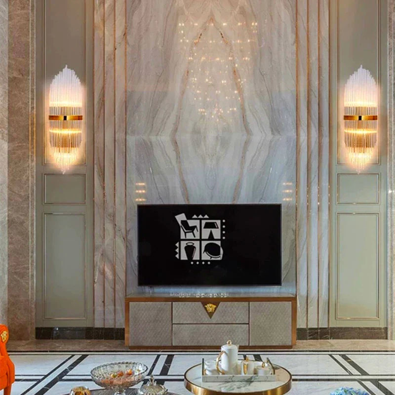 DecorBites™ Gold Crystal Wall Lights: Modern LED Sconce for Bedroom, Living Room & Bathroom