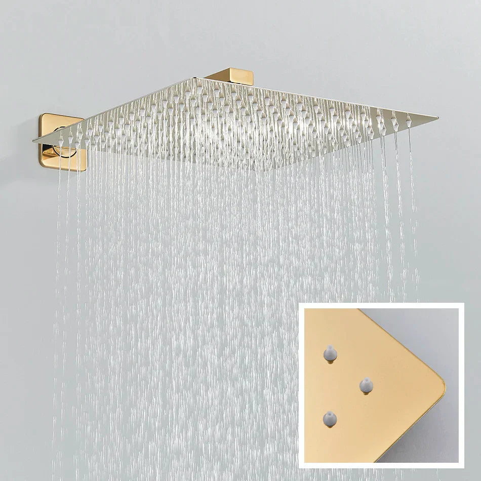 DecorBites™ Gold Digital Display Shower Set with Rainfall Head - Waterfall Bath Shower System