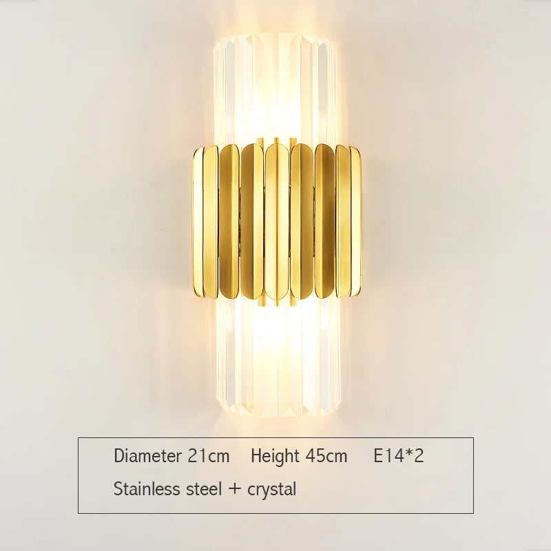 DecorBites™ Gold Crystal Wall Lights: Modern LED Sconce for Bedroom, Living Room & Bathroom
