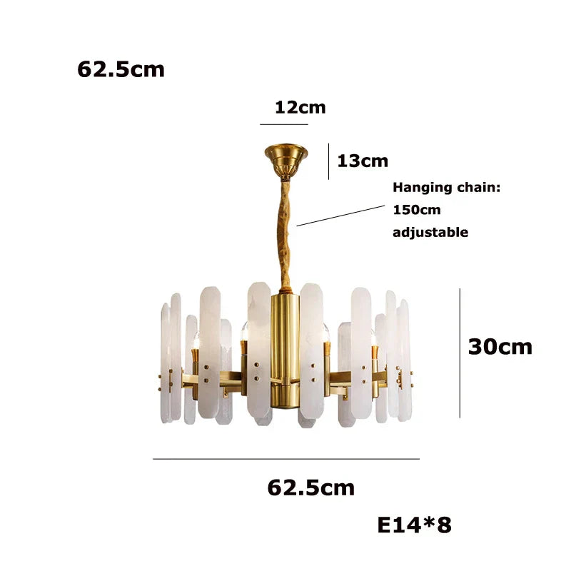 DecorBites™ Gold Chrome LED Alabaster Chandelier for Dinning Room