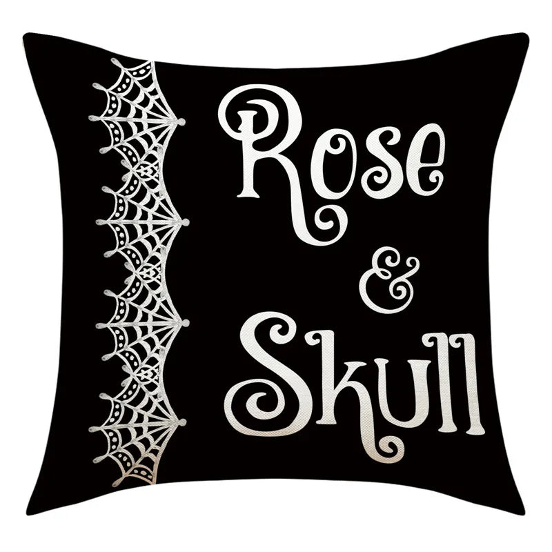 DecorBites™ Halloween Pillowcase Set - Festive Sofa Cushion Covers with Pumpkin Cat Witch Hat Print.